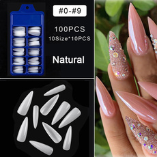 acrylic nails, fullcovernailtip, almondfakenail, pressonnail