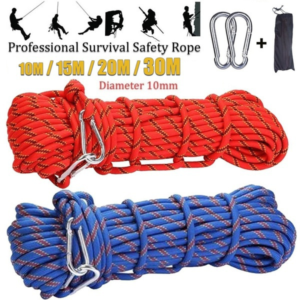 30M/20M/15M/10M/1.5M Professional Safety Rope Outdoor Climbing Rope  Climbing Rock Climbing Rope Static Rope Escape Rescue Lifesaving Nylon Rope  ( 10mm Diameter )