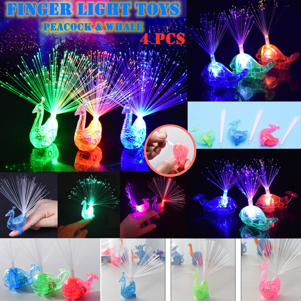 Peacock LED Light Ring Hand Toy Colorful Laser Rave Favors Bright Color 