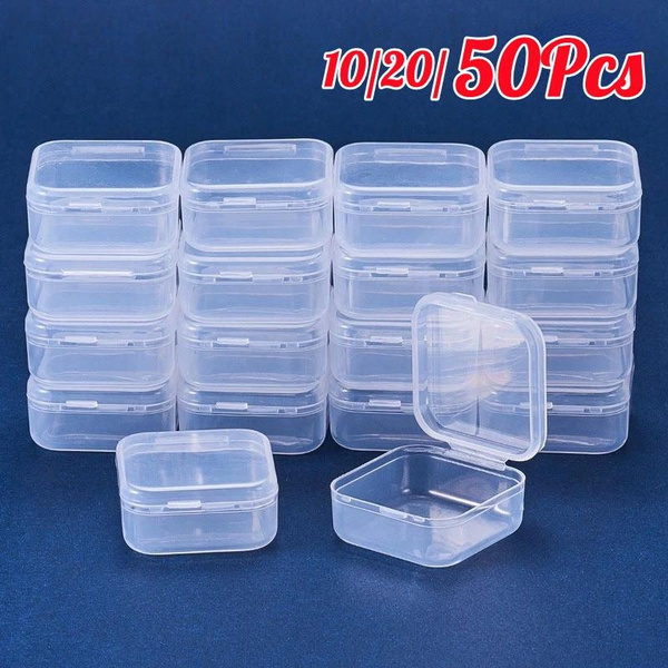 50pcs Clear Plastic Jewelry Organizer Box For Earrings, Ring