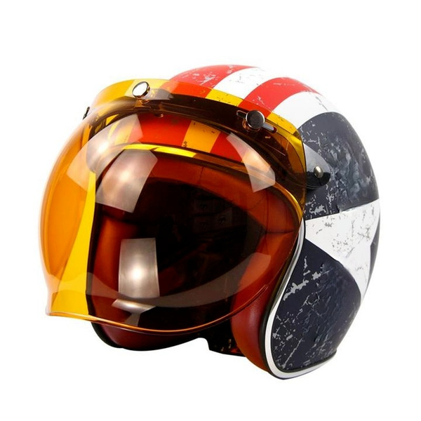 Open face helmet 2024 with bubble shield