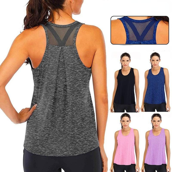 Trending fashion Summer new styles in Europe and America Workout Tops for Women  Loose fit Racerback Tank Tops for Women Mesh Backless Muscle Tank Running  Tank Tops