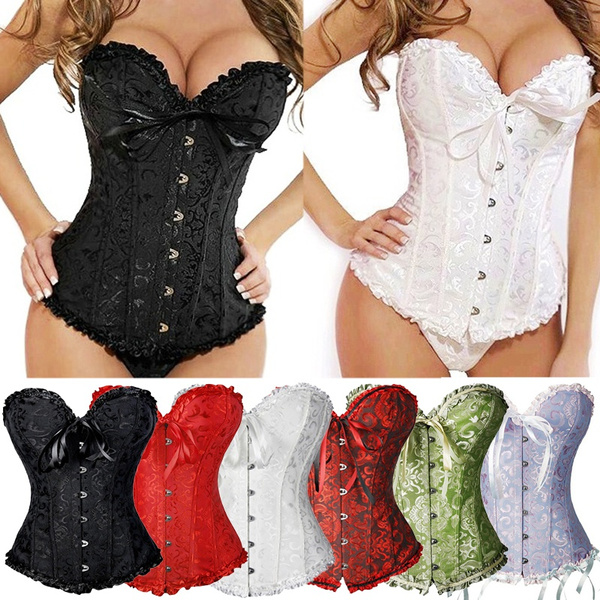 Lacecorset Shapewear Overbust Corset Bustier With G-string