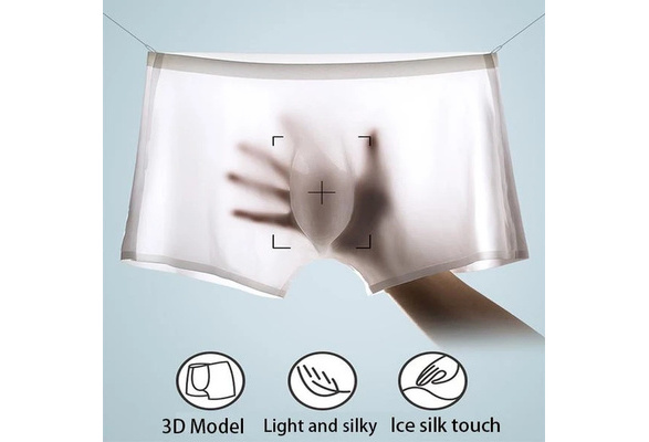 Summer Ice Silk Men Underwear Seamless Transparent Boxer