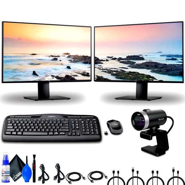 2 x Dell UltraSharp U2720Q 27 Inch 4K UHD (3840 x 2160) LED Backlit LCD IPS  USB-C Monitor (U2720Q) + Webcam + Keyboard and Mouse + 2 x Cable +  Microfiber Cloth - Work From Home | Wish