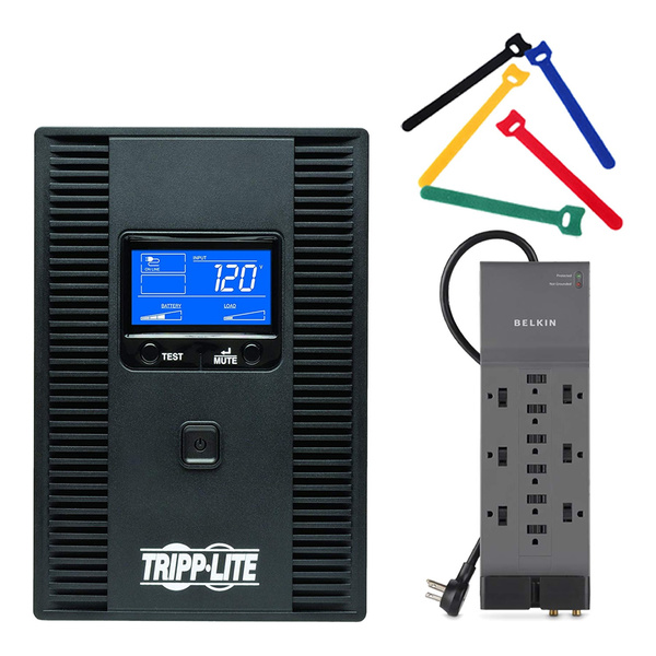 LCD Display 1-Pack Tripp Lite 1500VA 900W UPS Battery Back Up Home Office Bundle with Wire Ties and Surge Protector AVR 120V SMART1500LCDT 10 Outlets LCD Display 1-Pack Tripp Lite 1500VA 900W UPS Battery Back Up Home Office Bundle with Wire Ties and Surge Protector AVR 120V SMART1500LCDT 10 Outlets