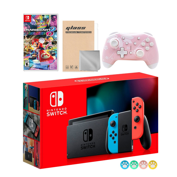 Nintendo switch neon red with mario kart 8 deals deluxe