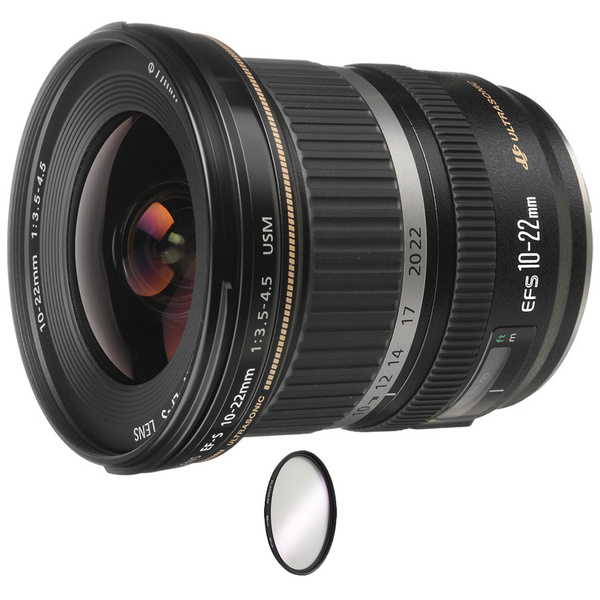 Canon EF-S 10-22mm f/3.5-4.5 USM Lens + UV Protective Filter Combo ...