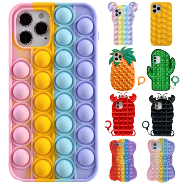 Pop Fidget Reliver Stress Toys Rainbow Phone Case For IPhone/Huawei ...