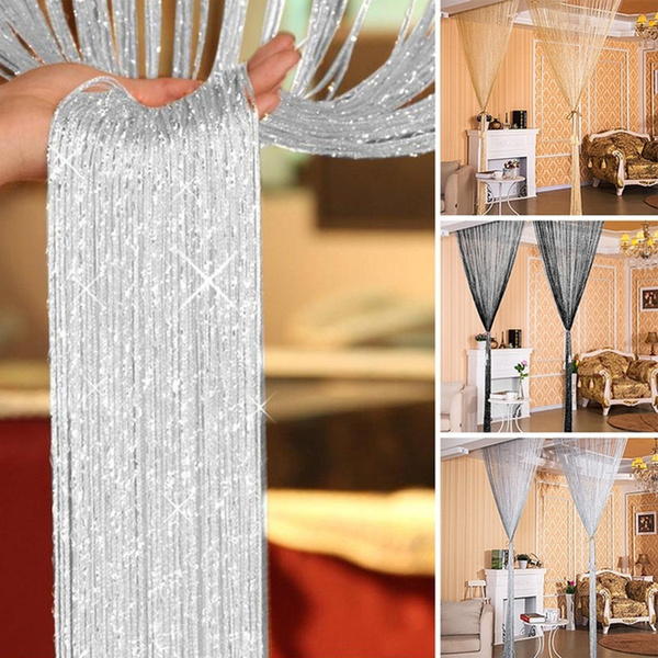 Flash Shiny Tassel String Door Curtain Room Divider Curtain Valance Decoration 