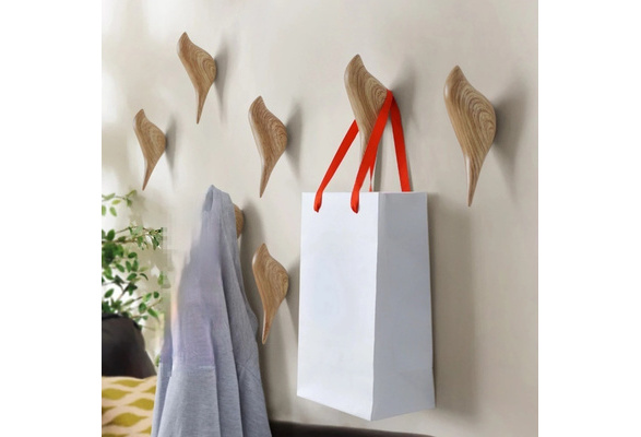 Creative Wall Hooks Bird Decoration Resin Wood Grain Hooks Bedroom