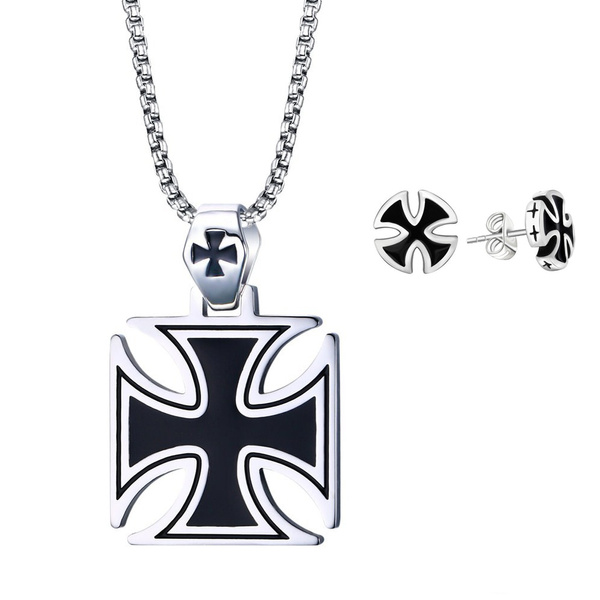 New Knight's Temple Knight's Iron Jewelry Set Cross Necklace Pendant