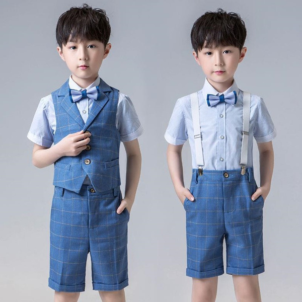 Little Boys Gentleman Suit Overall Shorts Three-Piece Sets Kids Summer ...
