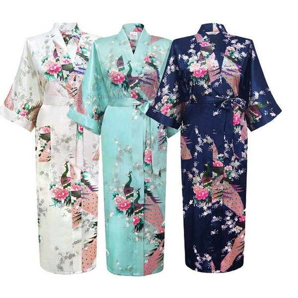 Ladies Silk Satin Kimono Robe Dress Gown Wedding Bridesmaid Sleepwear  Bathrobe | eBay