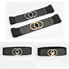 Leather belt, gold, elasticwaistband, pubelt