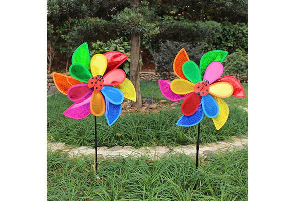 Double Layer Ladybug Windmill Wind Spinner Pinwheel Home Garden Yard DecoraIHn$ 