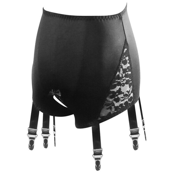 Alacki High Waist Crotchless Garter Panties 6 Straps Suspender