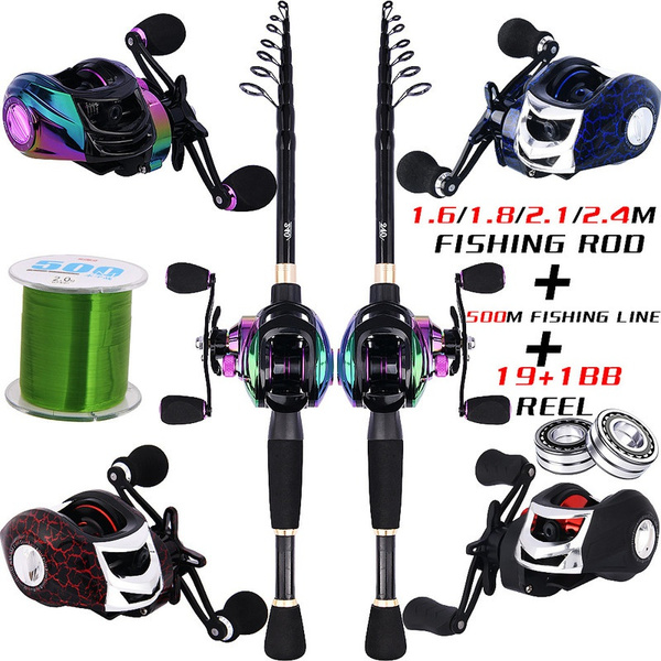 Fishing Rod and Reel Set Fishing Combo Telescopic Fishing Rod with  Baitcasting Fishing Reel for Freshwater or Saltwater Outdoor Travel Fishing