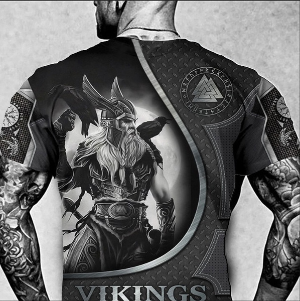  Men Odin 3D Tattoo Print Quick Drying Viking T-Shirt Short  Sleeve Tees,Black,3XL : Clothing, Shoes & Jewelry