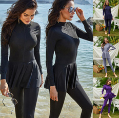 Fashion, Long sleeved, onepiece, muslimonepieceswimsuit