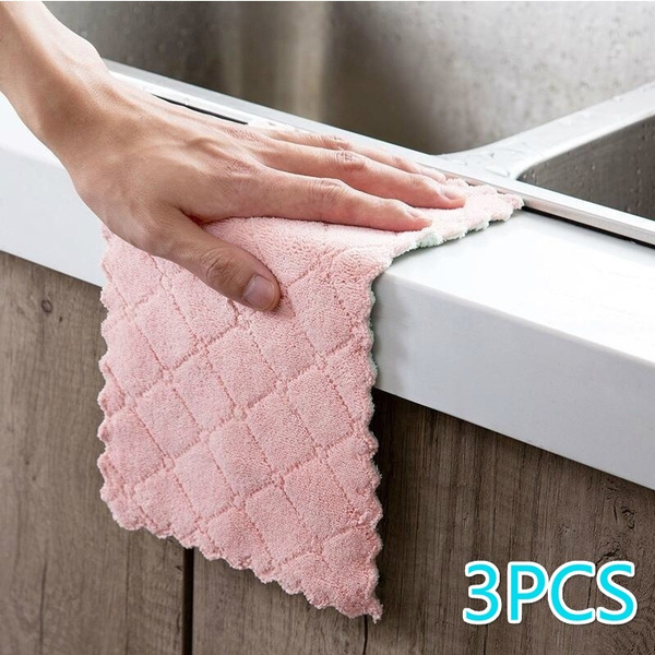 Microfiber Kitchen Cleaning Towel Cloth Double-layer Absorbent Dish Rag  Non-stick Oil Kitchen Cloth Kitchen Cleaning Accessories