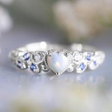 Beautiful, Heart, DIAMOND, 925 silver rings
