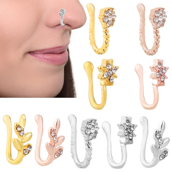 Cross Nose Hoop Nose Ring Non Piercing 
