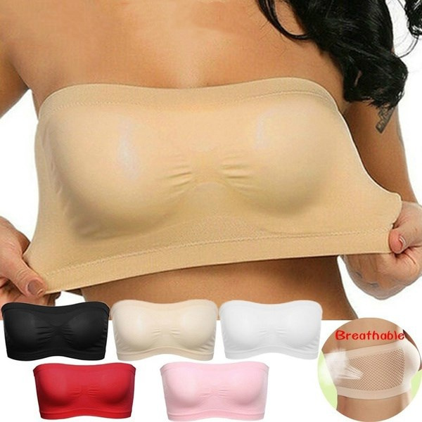 Women Strapless High Elastic Wrapped Invisible Strapless Soft Chest Wraps Tube  Tops Push Up Bra Breathable Crop Top