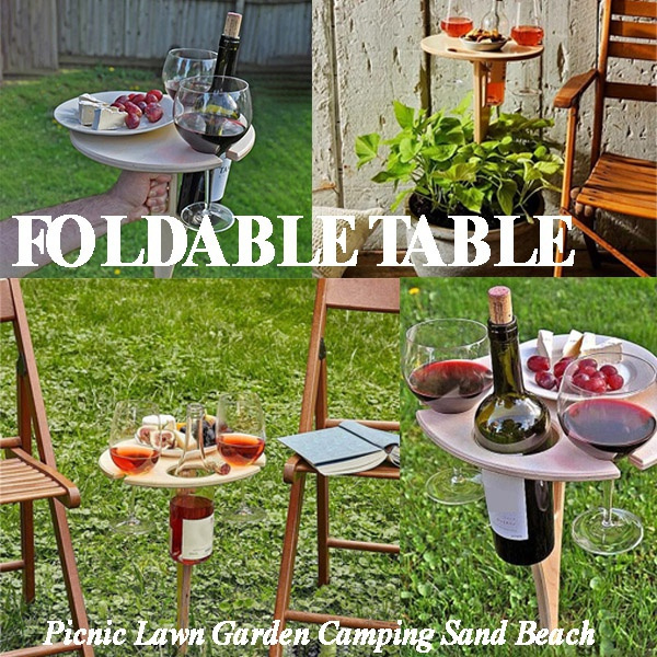 Outdoor Wine Table Portable Picnic Table Wine Glass Rack Collapsible Table 2021