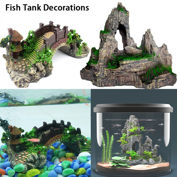 Fish Tank Rockery Stone Decoration Accessories Hide Fish Moss Cave