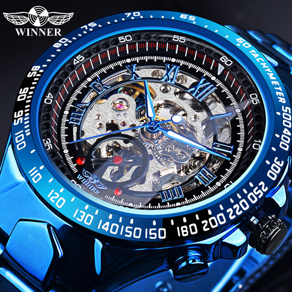 WINNER Top Brand Men Mechanical Wristwatches Luxury Skeleton