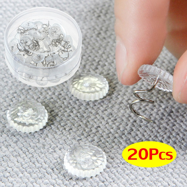 20 Pieces Upholstery Twist Pins Clear Heads Bed Skirt Pins for Slipcovers  and Bedskirts
