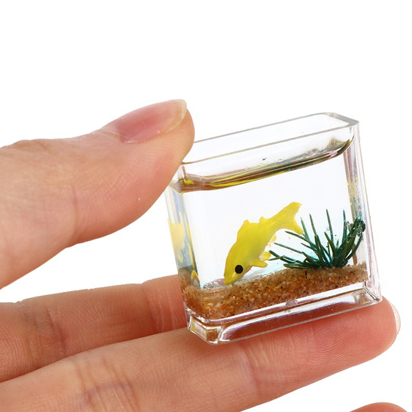 Dollhouse Miniature Glass Fish Tank Bowl Aquarium Doll House Home Ornament  Toy for Dollhouse Decals New