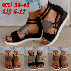 anklestrapssandal, Summer, Plus Size, wedge