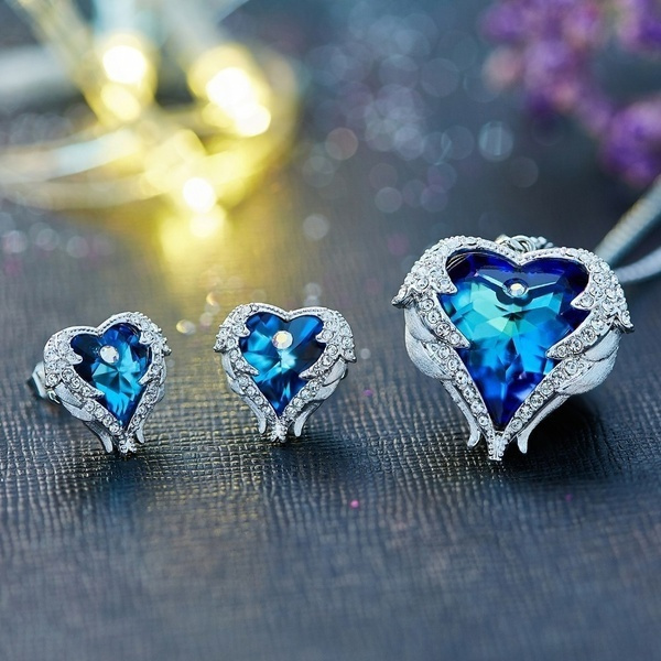 Buy Swarovski Crystal Earrings, Crystal AB Hearts, Sterling Silver Dangle Heart  Earrings, Heart Drop Earrings Online in India - Etsy