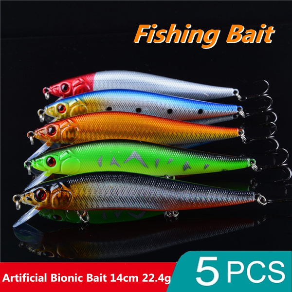 5pcs/1pc 3D Eye Minnow Fishing Lure Isca Artificial Bionic Bait 14cm 22.4g  Artificial Bait Imitate for Rapala Wobbler Hard Lures
