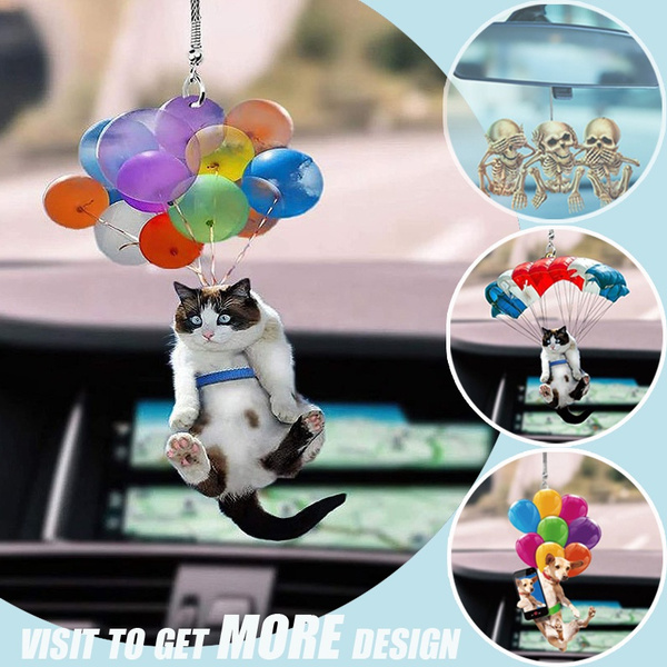 Cute Cat Dog Car Hanging Ornament Rear View Mirror Decor Styling Interior B9M8 