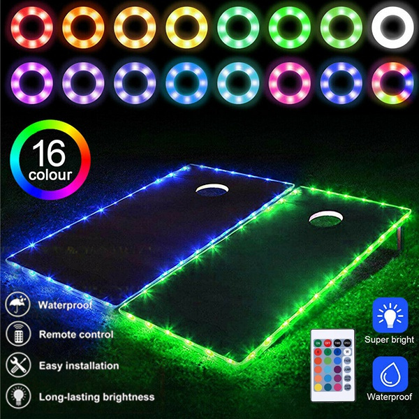 16 Colors Change Cornhole Board Edge and Ring LED Lights with Remote ...