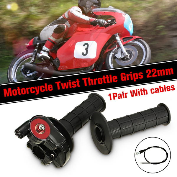 Red 22mm Twist Throttle Handle Hand Grips For Quad ATV Pit Dirt Bike