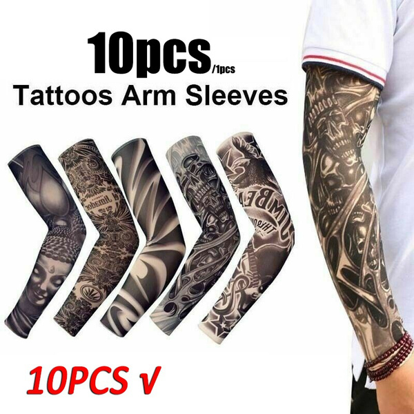 Buy Vordas 6pcs Nylon Fake Temporary Tattoo Sleeves Arm Sleeve Cycling  Basketball Sun Block Sleevelet, Ideal for Fancy Dress Parties (D) Online at  desertcartINDIA