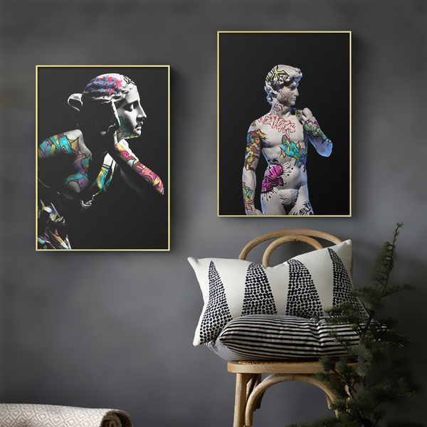 funny-sculpture-of-david-canvas-posters-abstract-graffiti-art-canvas