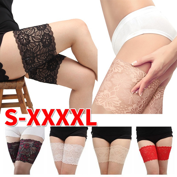 New Fashion Plus Size Lace Floral Elastic Anti-Chafing Thigh Bands Leg  Warmers Cuffs for Women