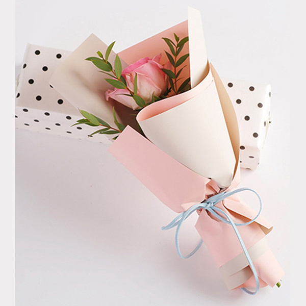 Korean Two Tone Flower Wrapping Paper Waterproof Gift Packaging