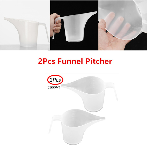 2Pcs Plastic Funnel Pitcher Measuring Cup with Funnel Spout | Wish