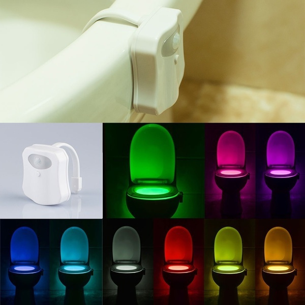 1pc 8-color Motion Sensor Led Toilet Bowl Night Light For Home