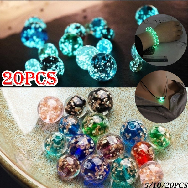 10pcs Round 10mm Handmade Luminous Lampwork Glass Loose Beads for Jewelry  Making DIY Crafts Findings