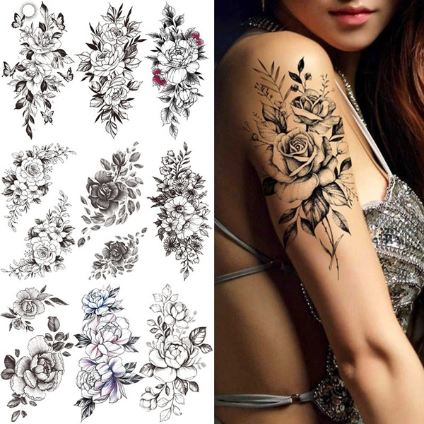 Image result for cluster of black rose tattoo | Back tattoo women, Floral  back tattoos, Cover tattoo