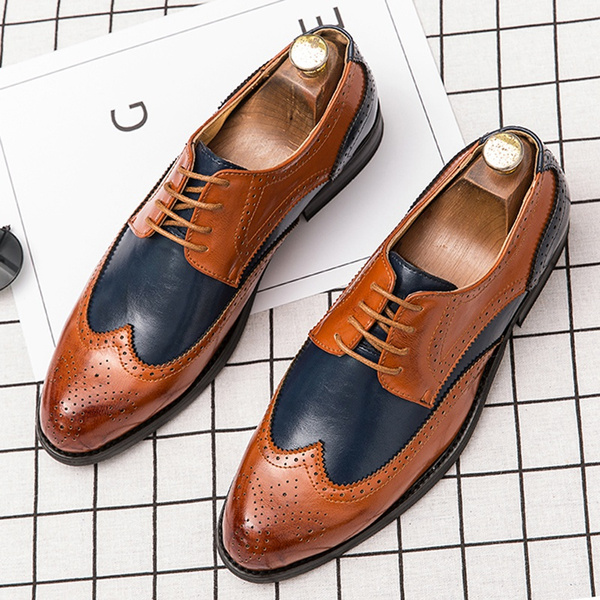 New Men's Leather Oxfords Shoes Mens Polished Leather Business Casual ...