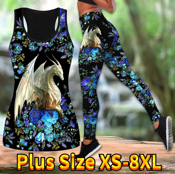 Plus Size Leggings Women Dragon Printed Fitness Pants Female