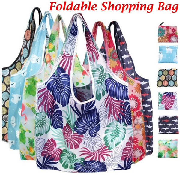 Womens Foldable Reusable Flower Storage Bag Grocery Tote Waterproof Shopping Bag 